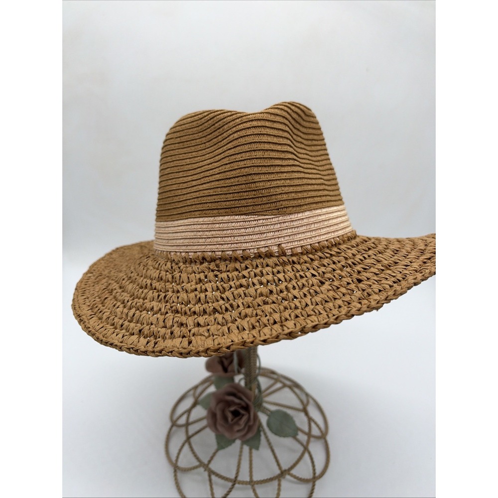 Nordstrom Straw Fedora Sun Beach Luxury Hat Lightweight Adjustable